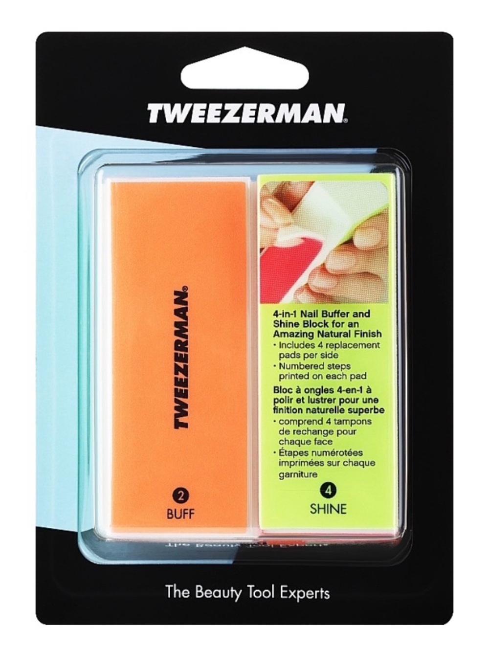 Tweezerman 4-In-1 Smooth & Shine Block Neon File Buff Nail Buffer